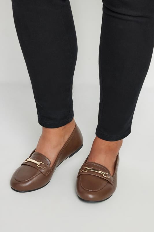 Plus Size  Yours Brown Faux Leather Loafers In Extra Wide EEE Fit