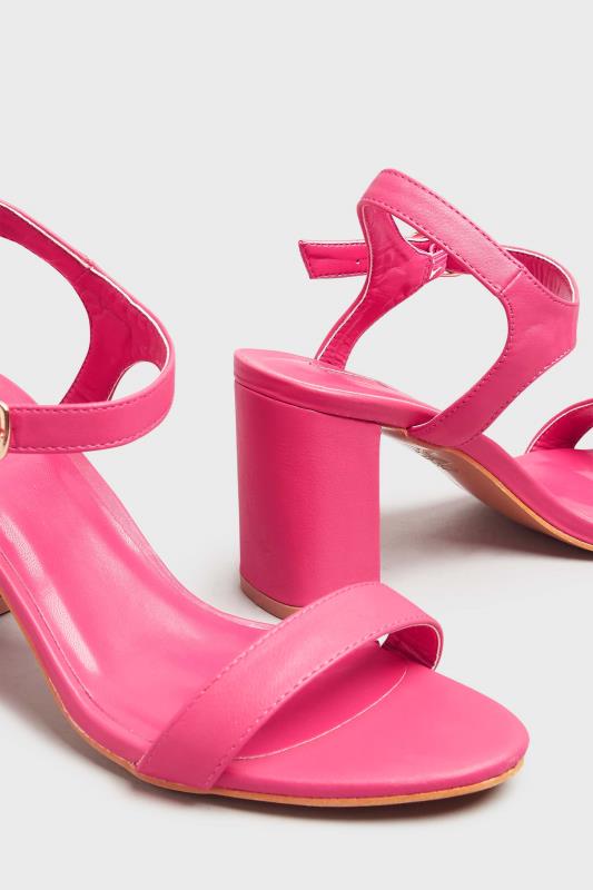 LIMITED COLLECTION Hot Pink Block Heel Sandal In Wide E Fit & Extra Wide Fit | Yours Clothing 5