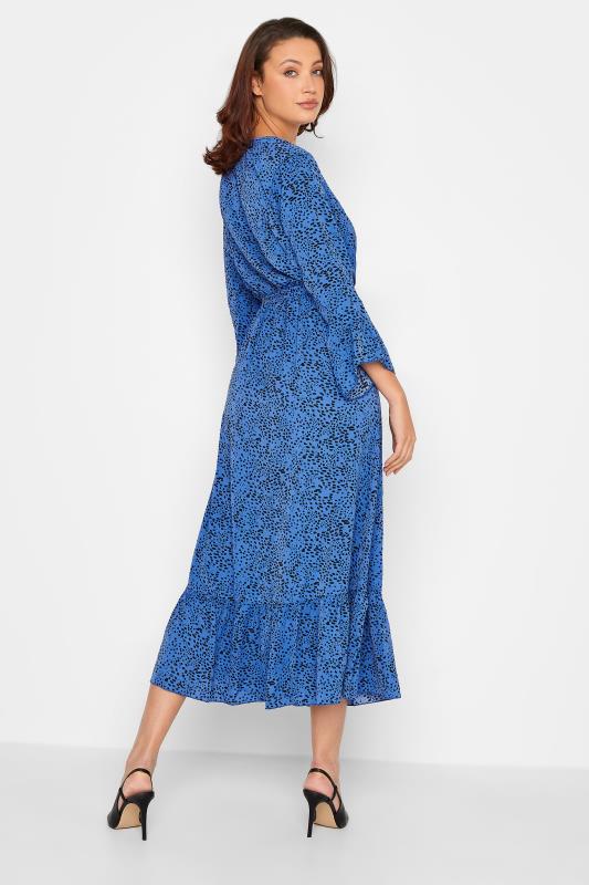 LTS Tall Women's Cobalt Blue Dalmatian Print Midi Wrap Dress | Long Tall Sally 2