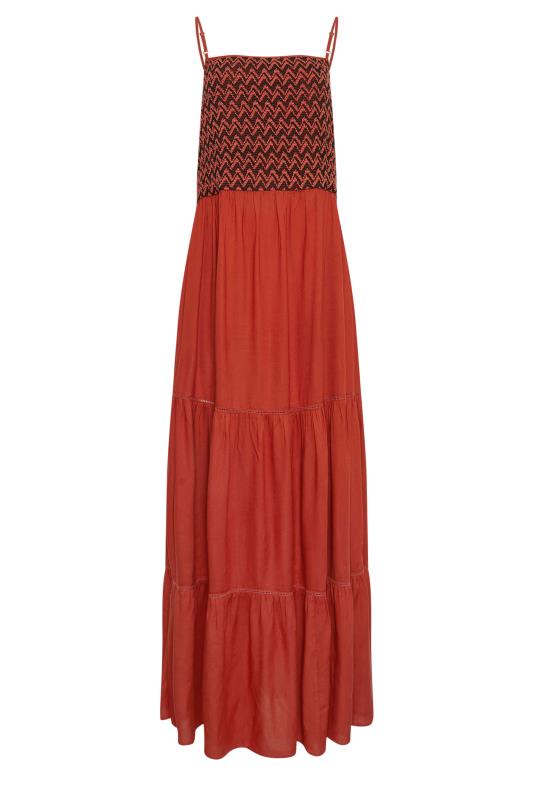 LTS Tall Rust Zig Zag Embroidered Tiered Maxi Dress | Long Tall Sally 5