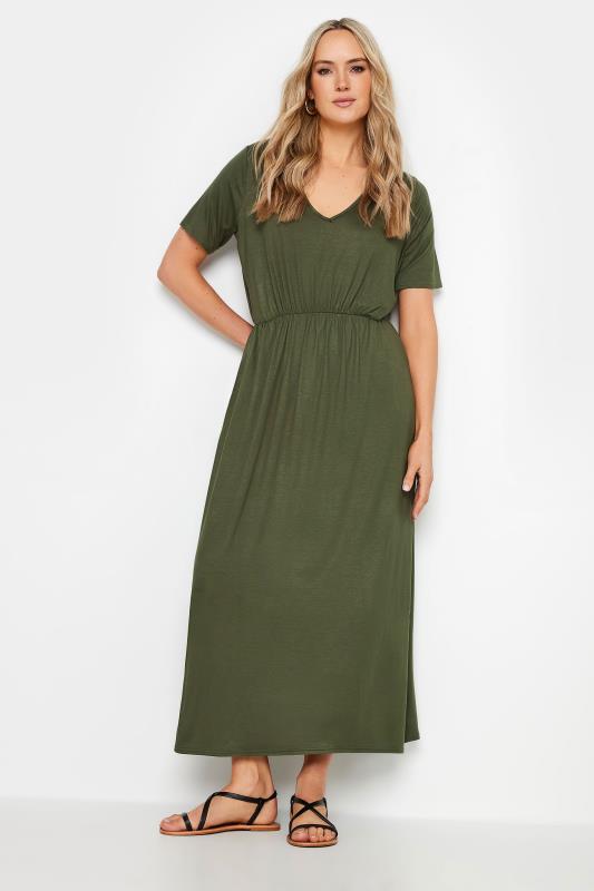 LTS Tall Women's Khaki Green Maxi T-Shirt Dress | Long Tall Sally 2