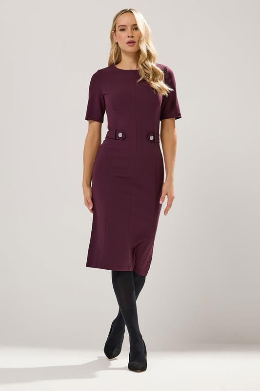 Tall  LTS Tall Berry Red Tailored Button Midi Dress