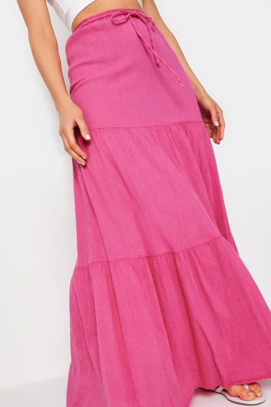 LTS Tall Women's Bright Pink Acid Wash Tiered Maxi Skirt | Long Tall Sally 4