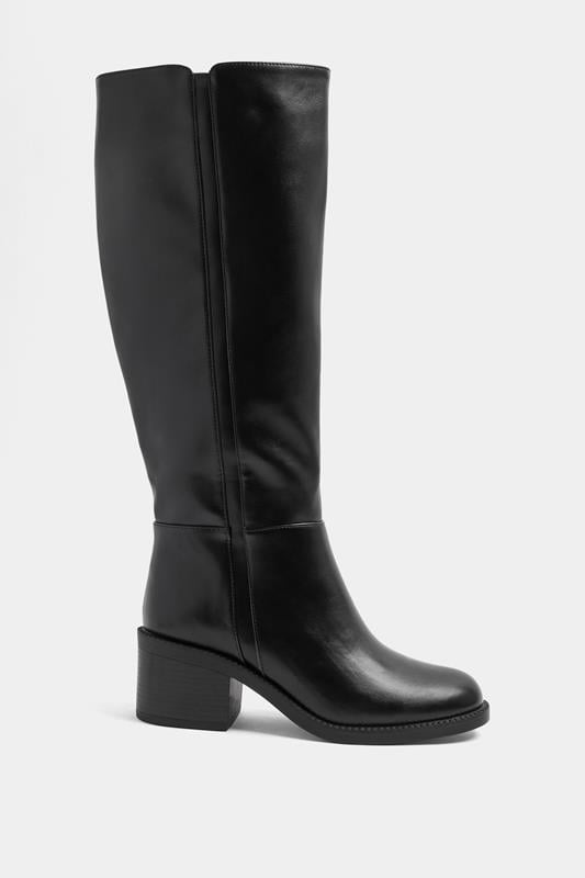 Black Faux Leather Knee High Boots In Extra Wide EEE Fit | Yours Clothing 2
