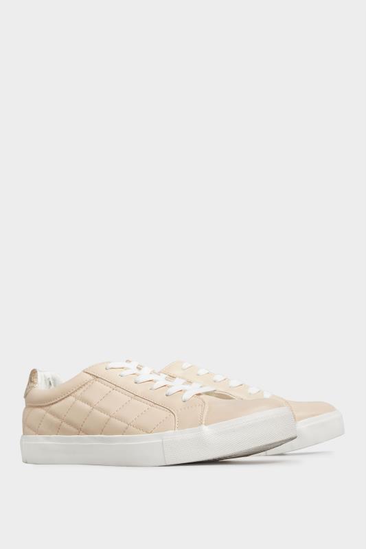 LTS Beige Brown Quilted Trainers In Standard Fit | Long Tall Sally 2
