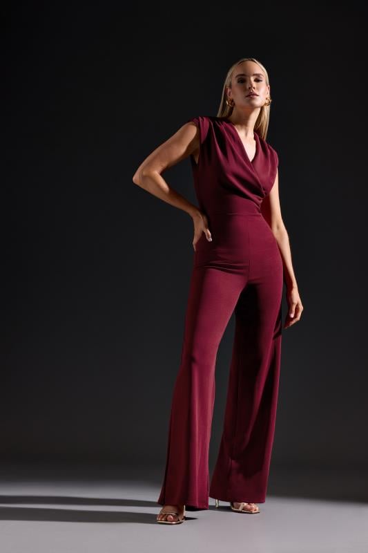 LTS Tall Burgundy Red Cross Over Jumpsuit Long Tall Sally