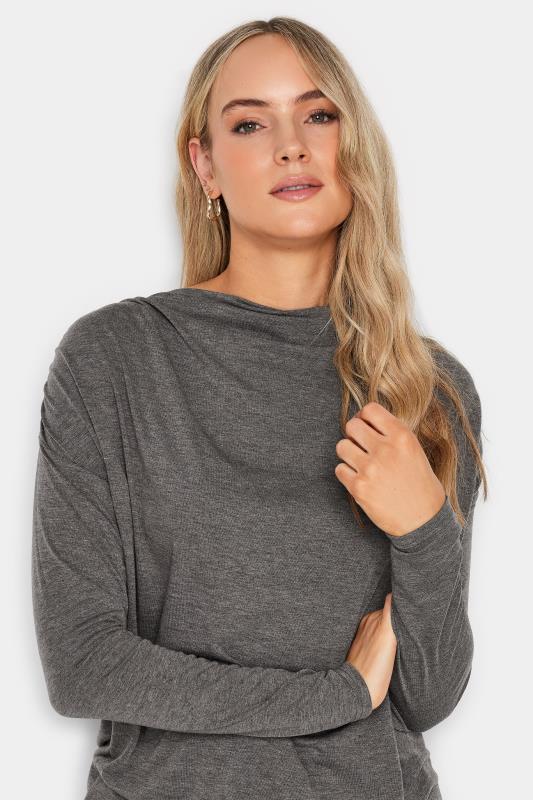 LTS Tall Women's Charcoal Grey Ruched Neck Top | Long Tall Sally 4