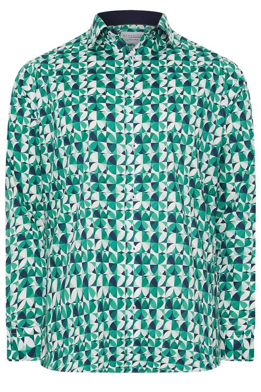 BadRhino Tailoring Big & Tall Green Premium Geometric Long Sleeve Shirt | BadRhino 7