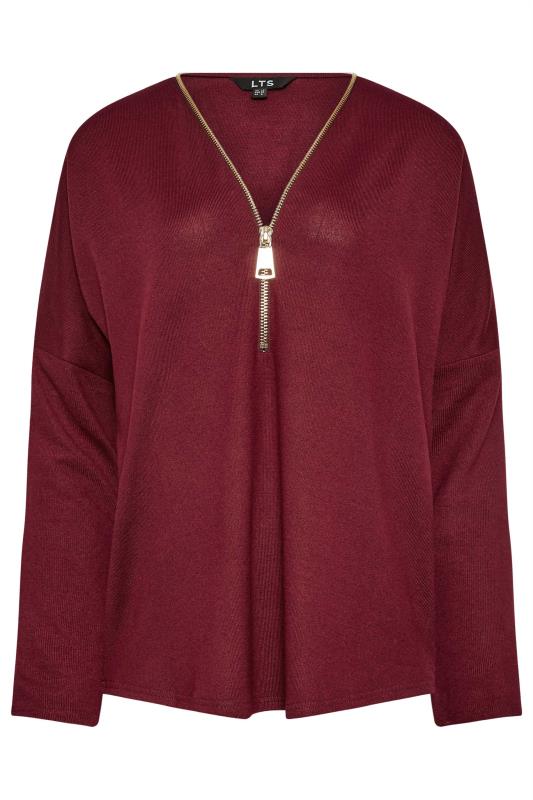 LTS Tall Burgundy Red Zip Front Top | Long Tall Sally  5