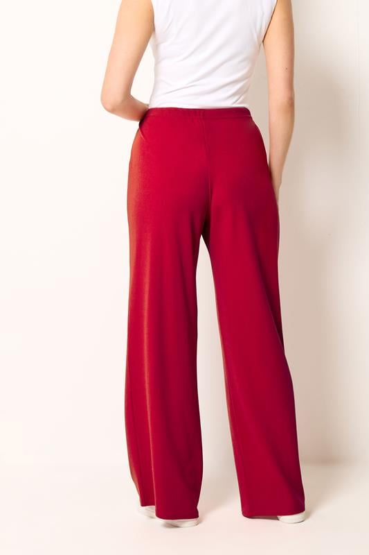 LTS Tall Women's Bright Red Textured Pleated Wide Leg Trousers | Long Tall Sally 2