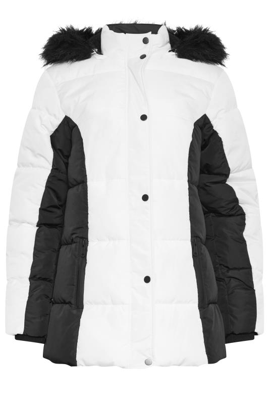 LTS Tall Black & White Colourblock Hooded Puffer Jacket | Long Tall Sally 7