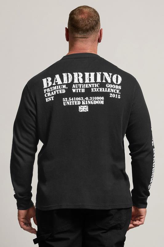 BadRhino Big & Tall Black Military Waffle Texture Long sleeve T-Shirt | BadRhino 5