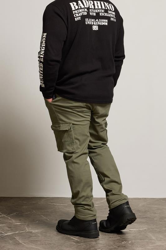 BadRhino Khaki Green Stretch Cargo Trousers | BadRhino 3