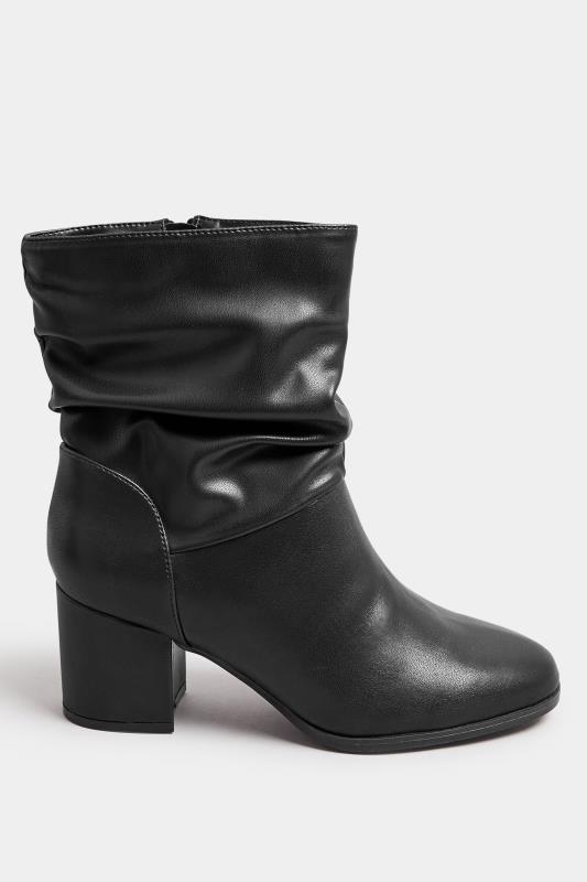 Black Faux Leather Slouch Ankle Boots In Wide E Fit & Extra Wide EEE Fit | Yours Clothing 3