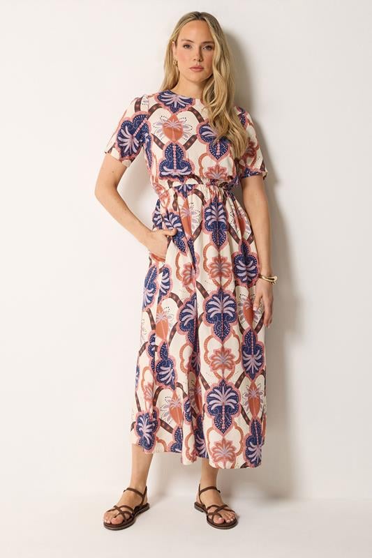  LTS Tall Pink Tropical Print Midi Dress