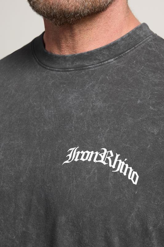 IronRhino Big & Tall Grey Acid Wash Old English T-Shirt | BadRhino 4