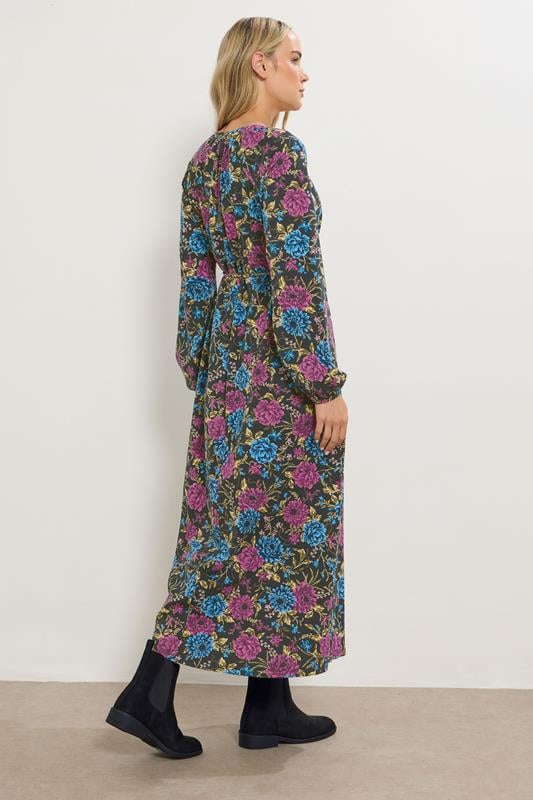 LTS Tall Black Floral Belted Maxi Dress | Long Tall Sally 3