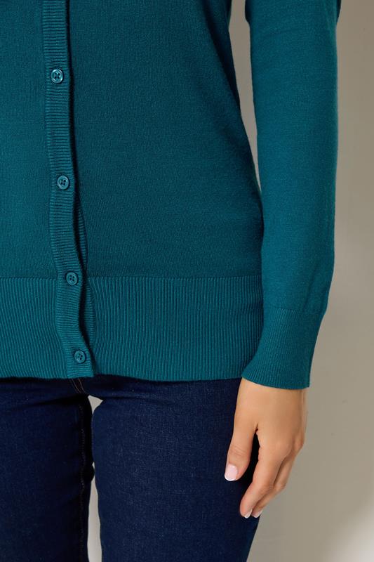 LTS Tall Teal Blue Crew Neck Button Cardigan | Long Tall Sally 4
