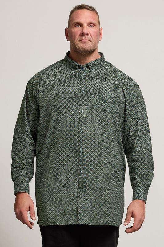 KAM Big & Tall Forest Green Geometric Shirt