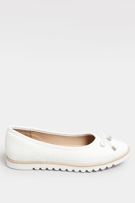 White Woven Ballet Pumps In Extra Wide EEE Fit | Yours Clothing 3