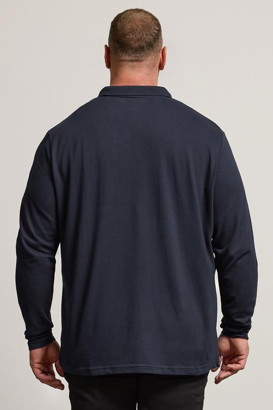 BadRhino Navy Blue Essential Long Sleeve Polo Shirt | BadRhino 3