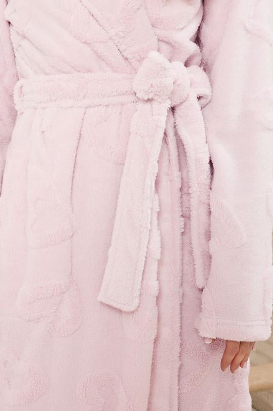 LTS Tall Light Pink Heart Embossed Dressing Gown | Long Tall Sally 4
