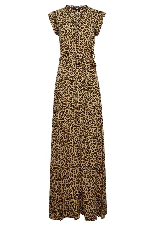 LTS Tall Women's Brown Leopard Print Frill Sleeve Maxi Dress | Long Tall Sally 6