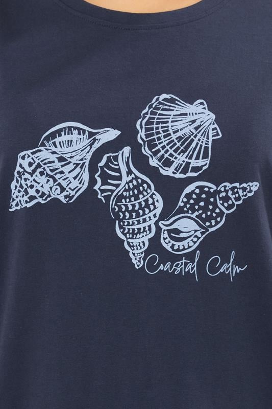 LTS Tall Women's Navy Blue 'Coastal Calm' Slogan Pyjama Set | Long Tall Sally 4