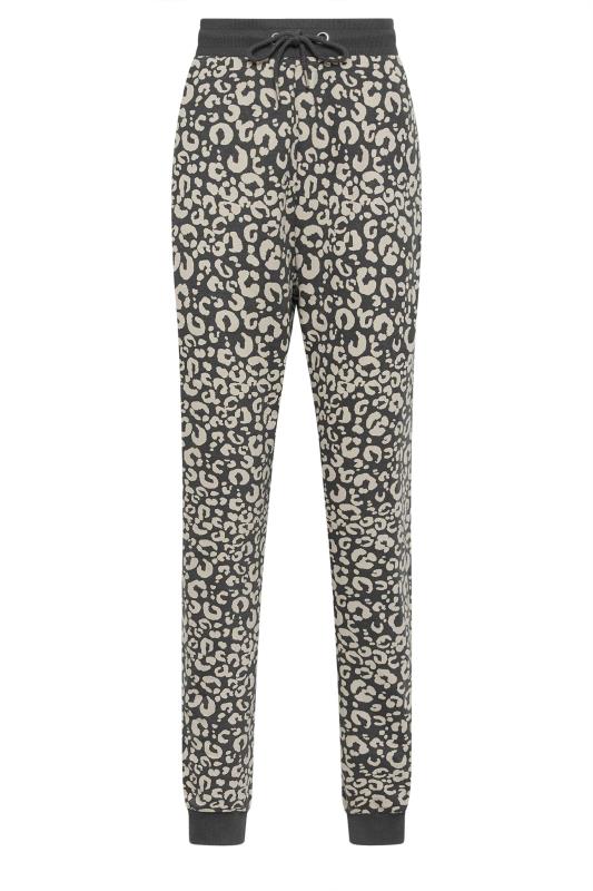 LTS Tall Women's Charcoal Grey & Brown Leopard Print Cuffed Joggers | Long Tall Sally 5