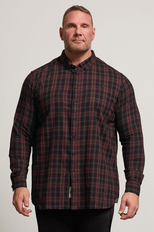 D555 Big & Tall Burgundy Red Check Shirt