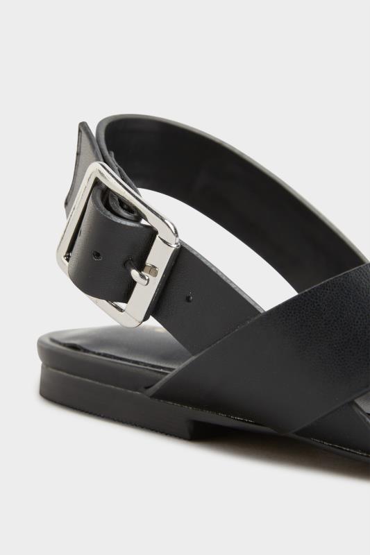 LTS Black Crossover Strap Sandals In Standard Fit | Long Tall Sally 6
