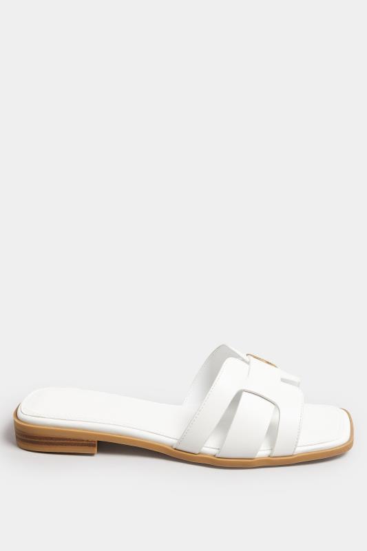 White Cut Out Mule Sandals In Extra Wide EEE Fit | Yours Clothing 3