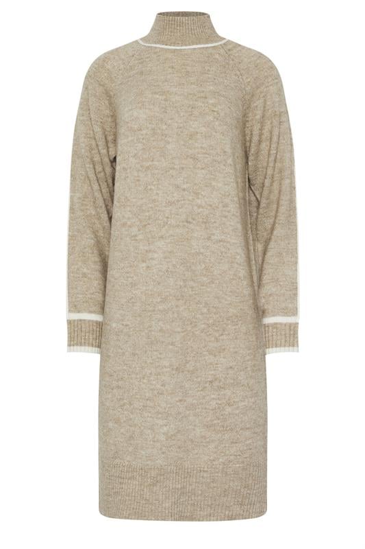LTS Tall Beige Brown Contrast Trim Jumper Dress | Long Tall Sally 1