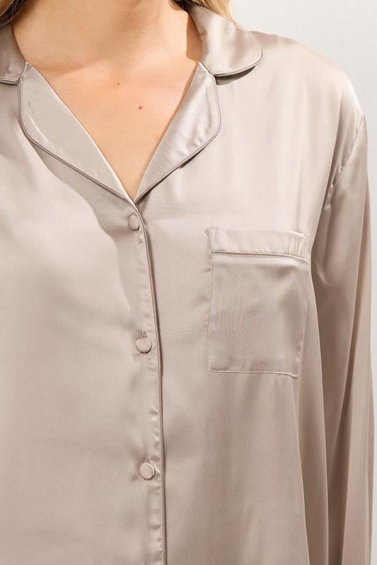 LTS Tall Natural Brown Satin Pyjama Set | Long Tall Sally 4