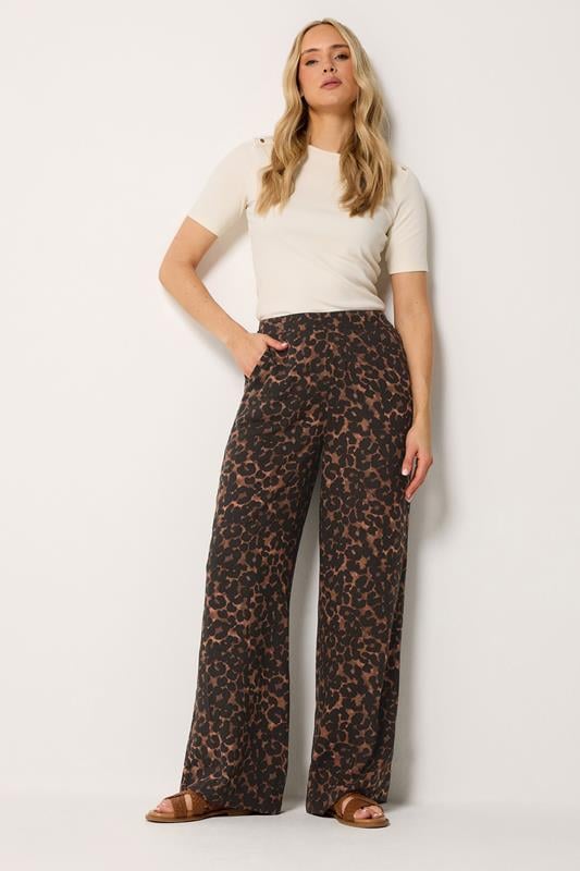  LTS Tall Chocolate Brown Leopard Print Wide Leg Trousers