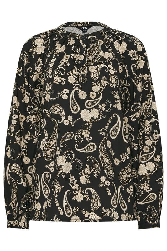 LTS Tall Black Paisley Placket Blouse | Long Tall Sally 5