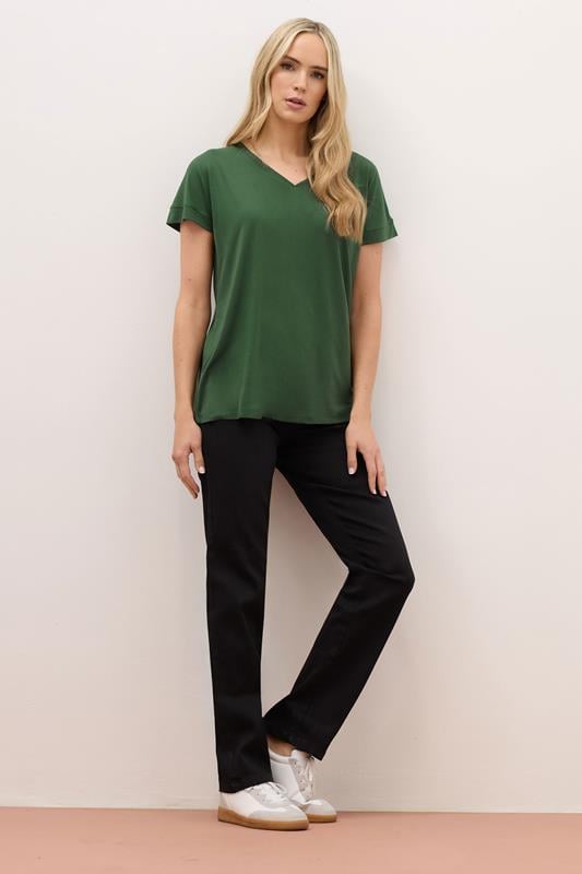 LTS PREMIUM Tall 2 PACK Khaki Green & Stone Brown V-Neck Modal T-Shirts | Long Tall Sally 4