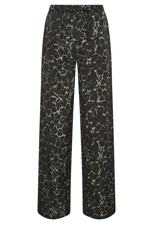 LTS Tall Women's Grey Leopard Print Wide Leg Trousers | Long Tall Sally 5