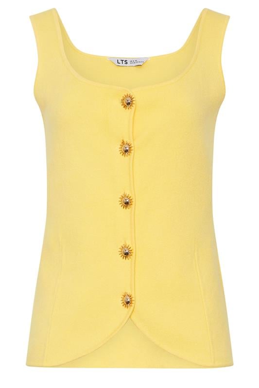 LTS Tall Women's Lemon Yellow Button Knitted Vest Top | Long Tall Sally 6