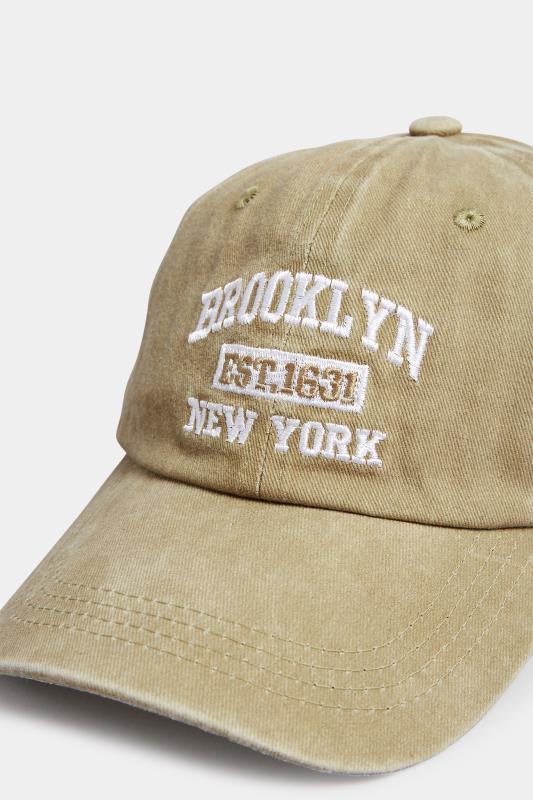 Beige Brown 'Brookyln New York' Slogan Cap | Yours Clothing  3