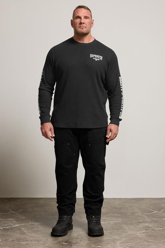 BadRhino Big & Tall Black Military Waffle Texture Long sleeve T-Shirt | BadRhino 4