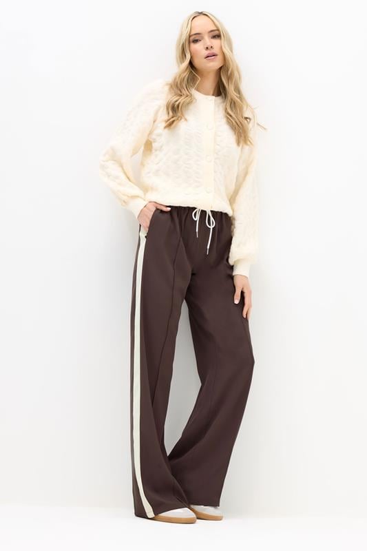 LTS Tall Brown & Black Side Stripe Wide Leg Trousers | Long Tall Sally 1