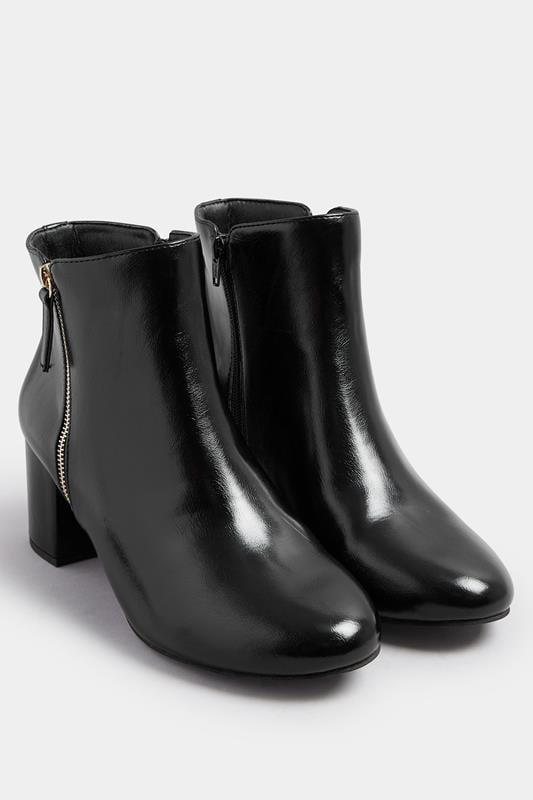 Black Faux Leather Block Heel Ankle Boots In Wide E Fit & Extra Wide EEE Fit | Yours Clothing 2