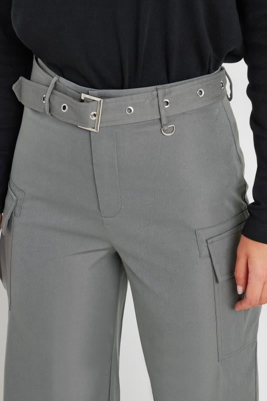 LTS Tall Women's Grey Belted Wide Leg Cargo Trousers | Long Tall Sally 4