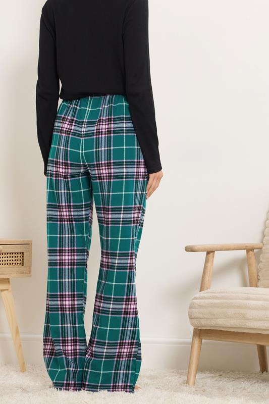 LTS Tall Turquoise Green Cotton Check Pyjama Bottoms | Long Tall Sally 3