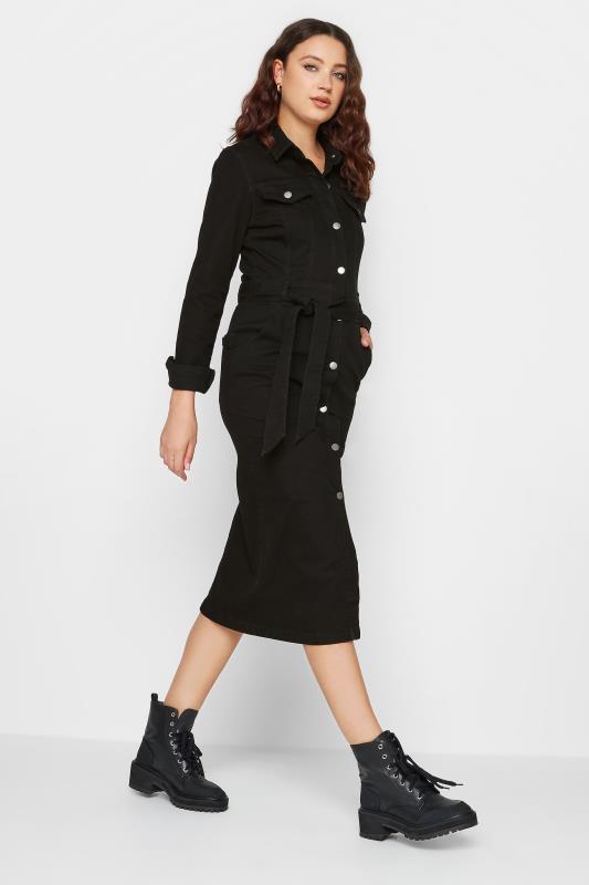 LTS Tall Womens Black Denim Button Through Midi Dress | Yours Clothing  2
