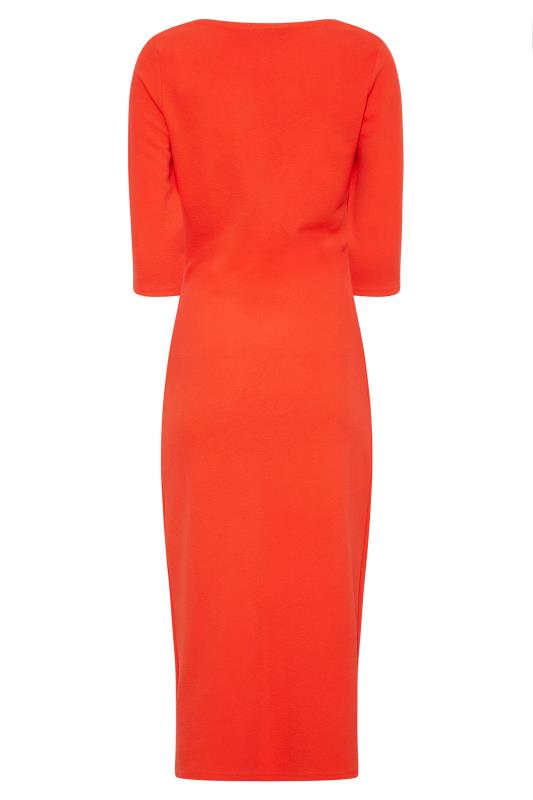 Tall Women's LTS Bright Orange Notch Neck Midi Dress | Long Tall Sally 7