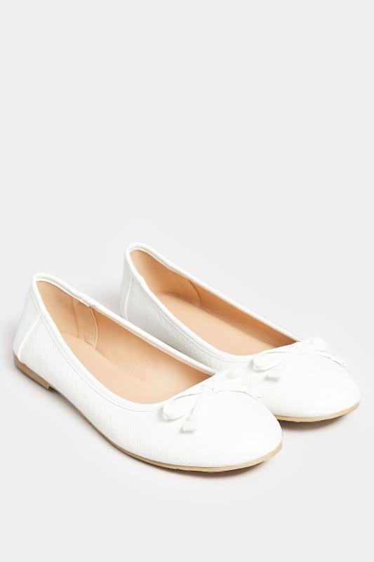 LTS White Woven Ballerina Pumps In Standard Fit | Long Tall Sally 2