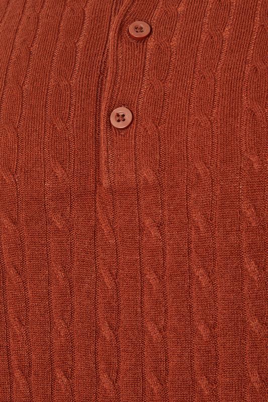 BadRhino Big & Tall Henna Red Cable Knit Polo Shirt | BadRhino 3