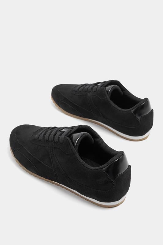 Black Slim Sole Trainers In Wide E Fit | Yours Clothing 4